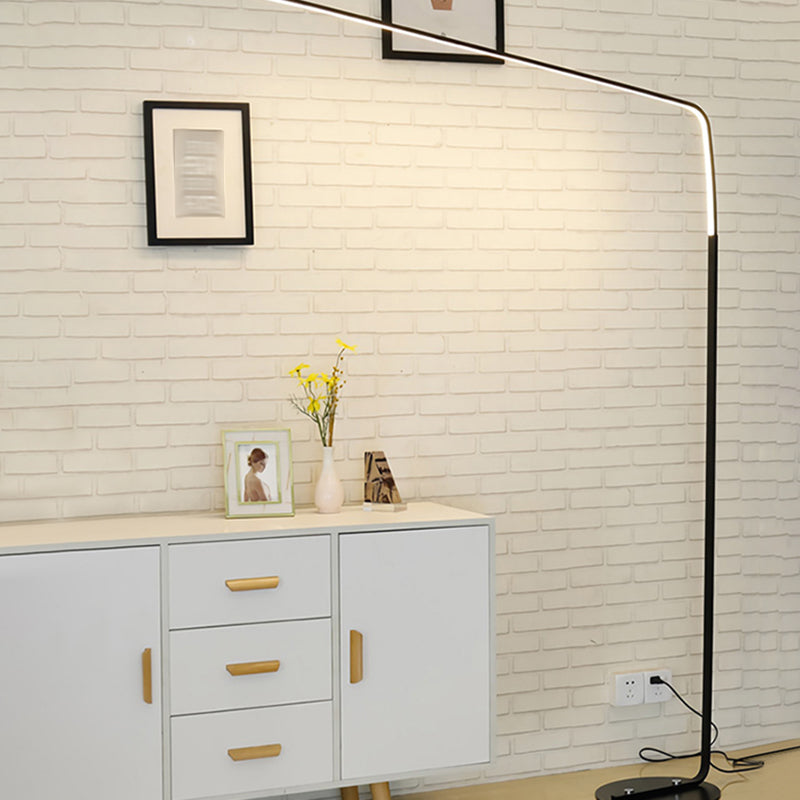 Metal Bend Linear Floor Lighting Minimalistic LED Standing Light with Foot Switch