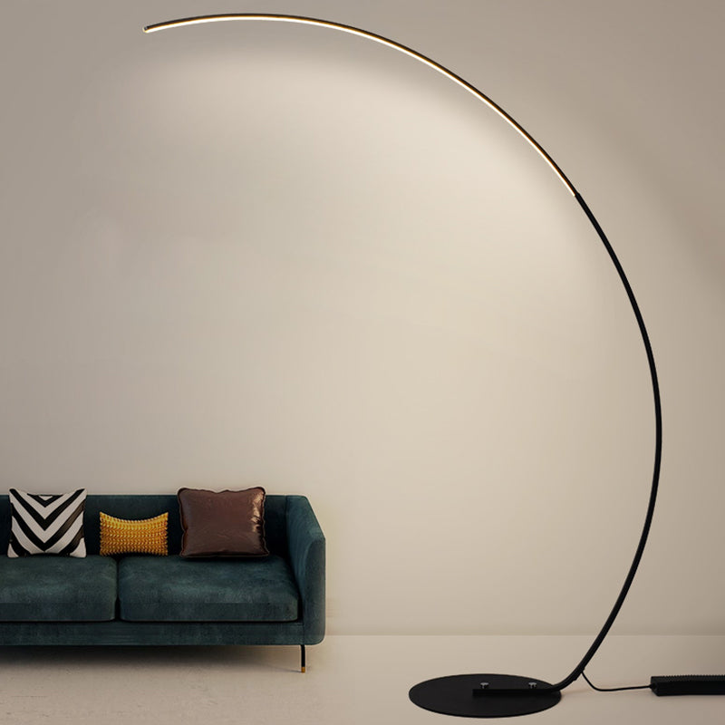 Bow Shaped Living Room Floor Lamp Metallic Simple Style LED Standing Floor Light