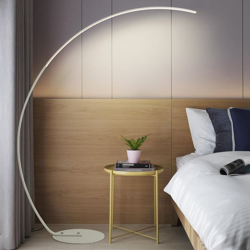 Bow Shaped Living Room Floor Lamp Metallic Simple Style LED Standing Floor Light