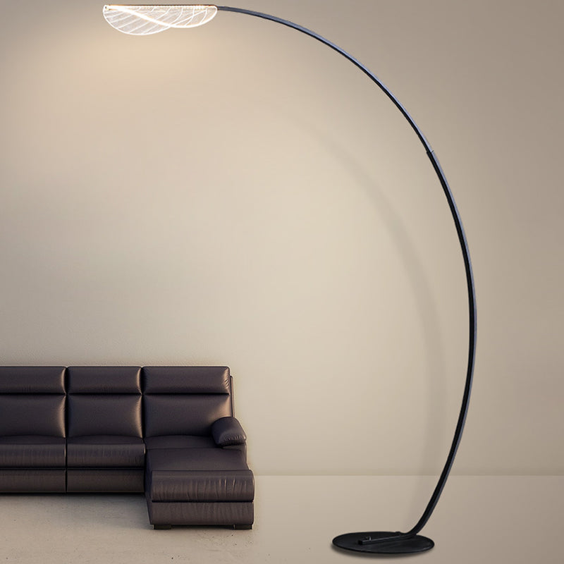 Einfachheit Arc Bodenbeleuchtung Metall Wohnzimmer LED Stehlampe mit Blattacrylschatten