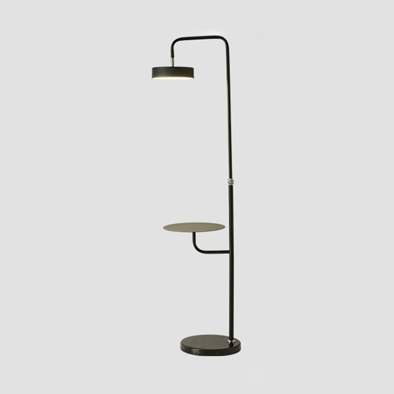 Swingbare ronde led vloerlicht moderne metalen woonkamer opstaan ​​lamp met tafel