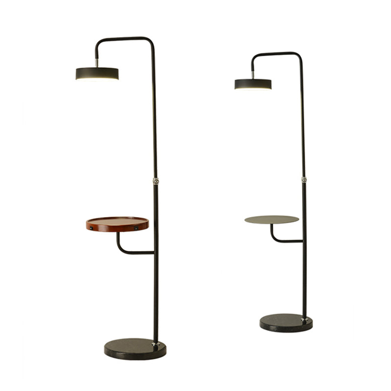 Swingbare ronde led vloerlicht moderne metalen woonkamer opstaan ​​lamp met tafel