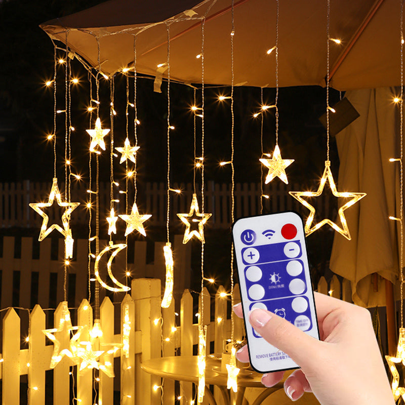 Shaded Balcony LED Fairy Lighting Decorative Curtain Solar String Light in Clear