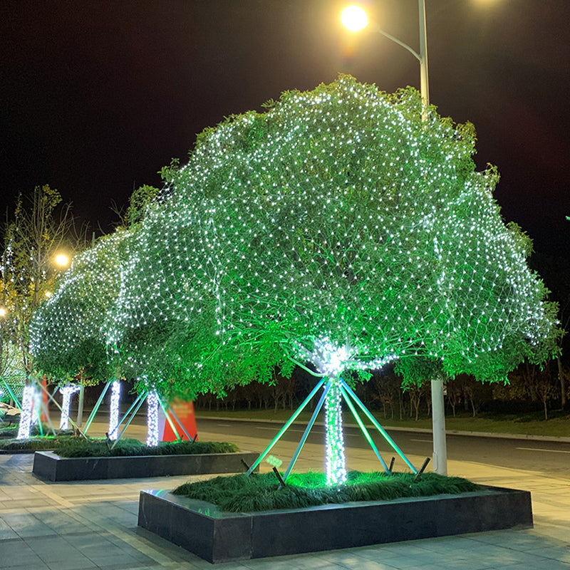 9.8ft Contemporary Fishnet Solar Powered String Light Courtyard LED Fairy Lighting in White