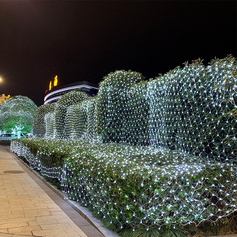 9.8ft Contemporary Fishnet Solar Powered String Light Courtyard LED Fairy Lighting in White