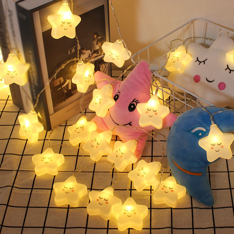 Artistic Crackle Star Shade LED Fairy Lamp Bedroom Battery Powered String Lighting