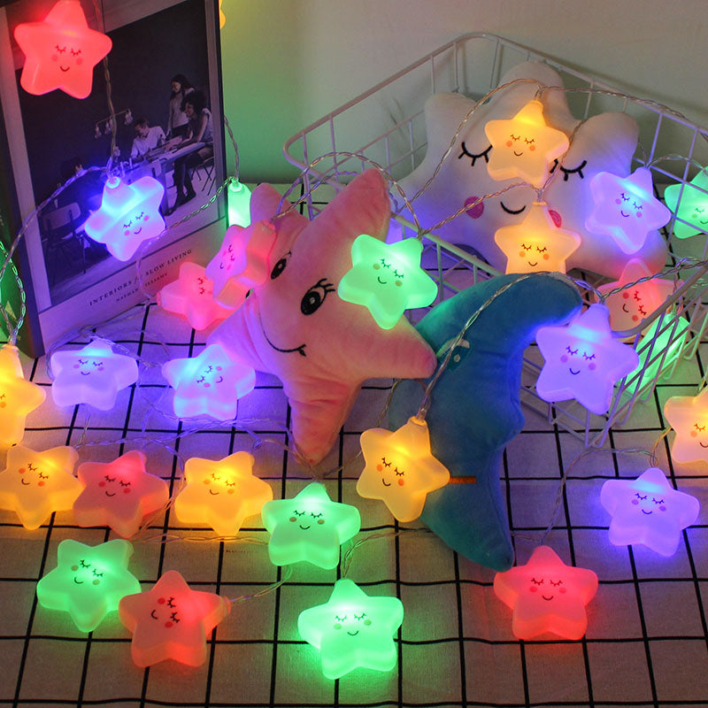 Artistic Crackle Star Shade LED Fairy Lamp Bedroom Battery Powered String Lighting