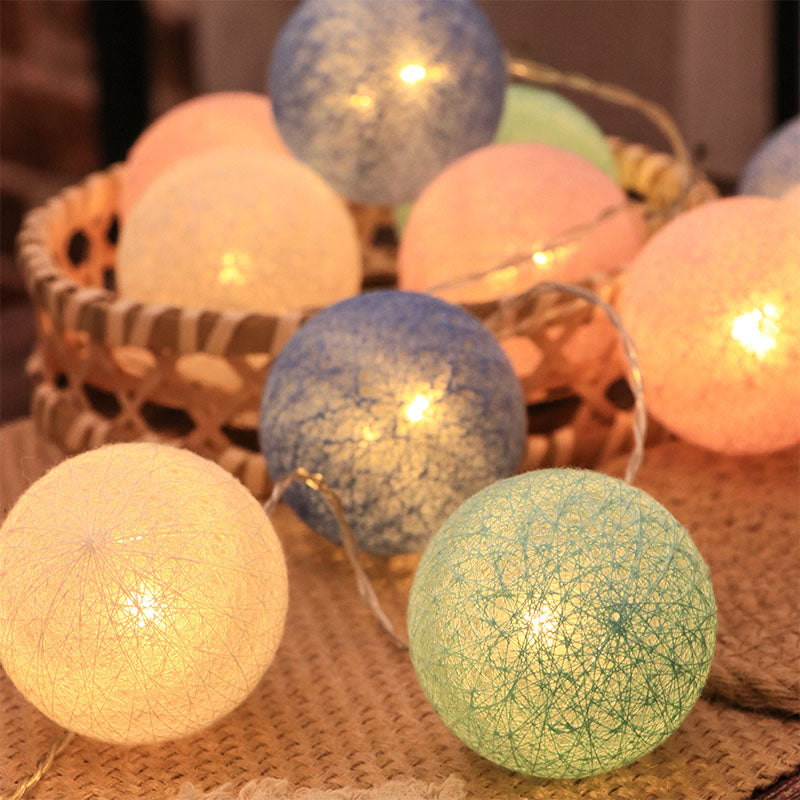 Cotton Global Shaped LED String Light Contemporary Battery Powered Fairy Lighting