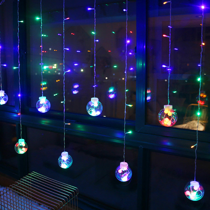 11.4ft Wishing Ball LED Curtain Lighting Decorative Bedroom Battery String Light in Clear