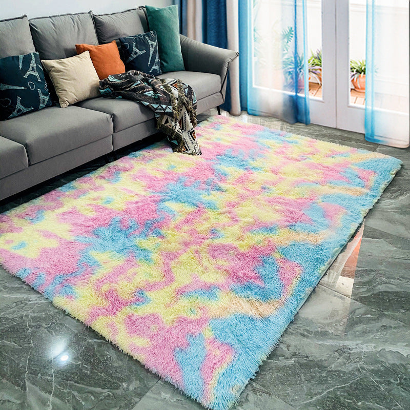 Fancy Ombre Printed Rug Multi Colored Synthetics Area Carpet Stain-Resistant Easy Care Indoor Rug for Living Room