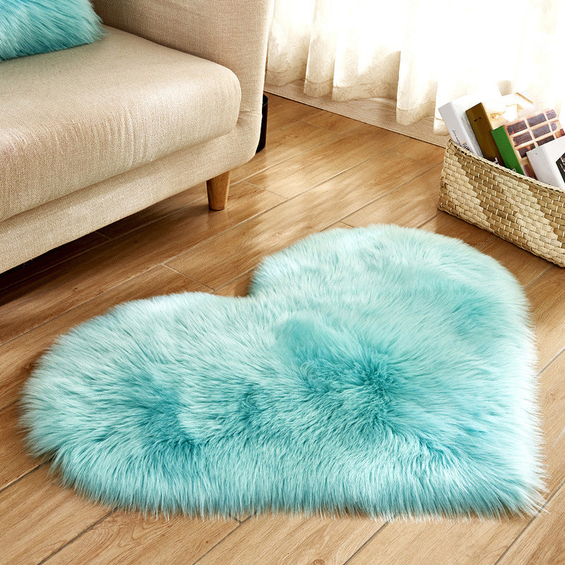 Heart Shape Solid Color Rug Multi-Color Simple Area Carpet Fluffy Anti-Slip Backing Pet Friendly Indoor Rug for Living Room