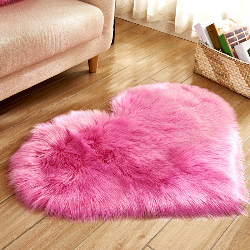 Heart Shape Solid Color Rug Multi-Color Simple Area Carpet Fluffy Anti-Slip Backing Pet Friendly Indoor Rug for Living Room