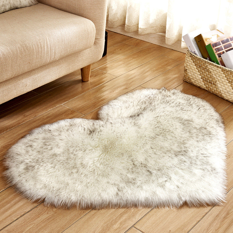 Heart Shape Solid Color Rug Multi-Color Simple Area Carpet Fluffy Anti-Slip Backing Pet Friendly Indoor Rug for Living Room