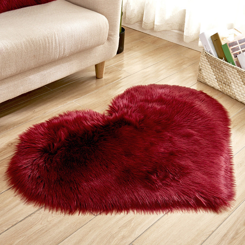 Heart Shape Solid Color Rug Multi-Color Simple Area Carpet Fluffy Anti-Slip Backing Pet Friendly Indoor Rug for Living Room