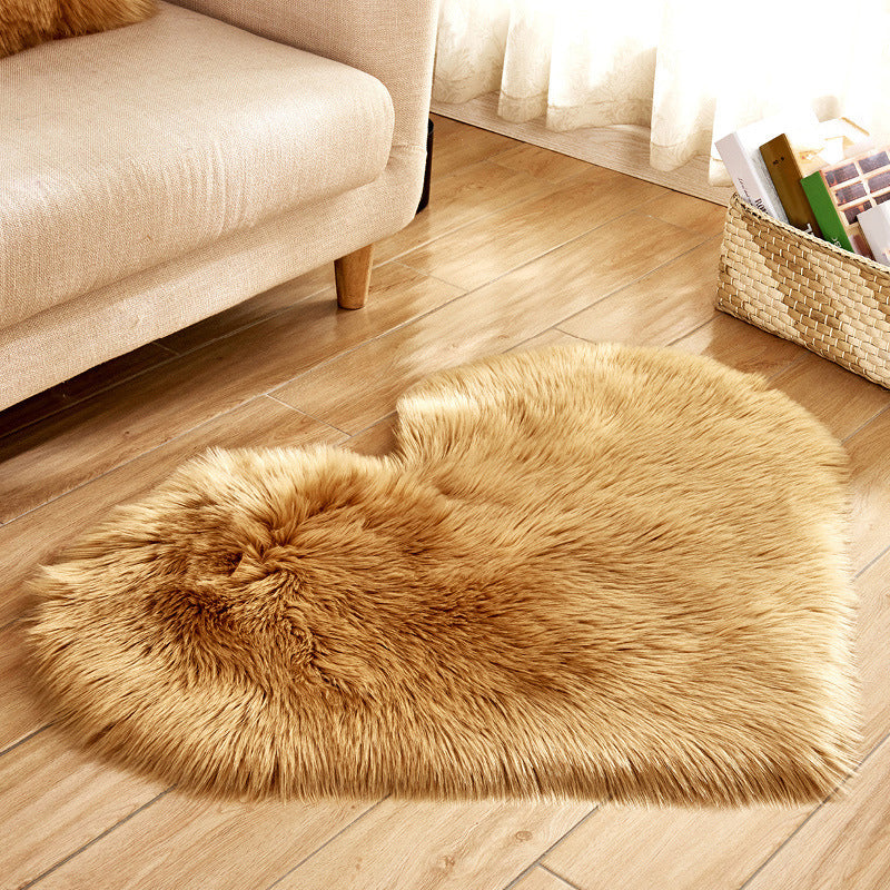 Heart Shape Solid Color Rug Multi-Color Simple Area Carpet Fluffy Anti-Slip Backing Pet Friendly Indoor Rug for Living Room