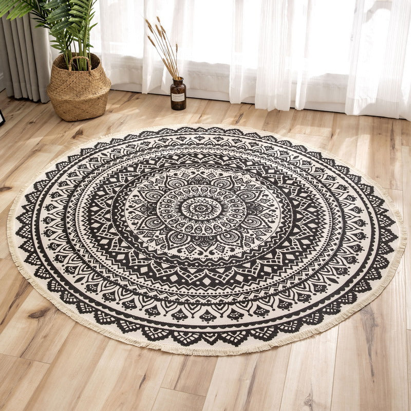 Moroccan Geometric Printed Rug Multi-Color Cotton Area Carpet Easy Care Pet Friendly Indoor Rug for Bedroom