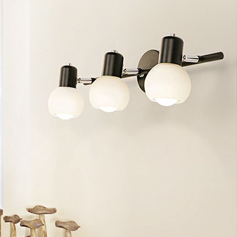 Iluminación de tocador de vidrio global estilo tradicional estilo 2/3 luces de baño lámpara montada en la pared en negro