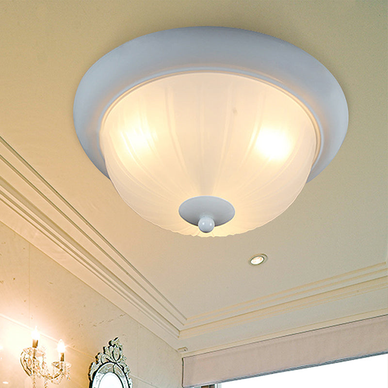 2 Lichten Bowl Flush Mount Lamp traditionele witte glazen plafond gemonteerd profiel voor woonkamer, 13 "/15" Wide