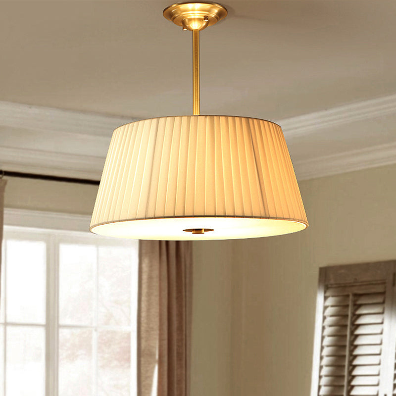 3/4 Lights Living Room Ceiling Mounted Fixture Classic White Semi Flush Mount with Drum Fabric Shade, 16"/20" Wide