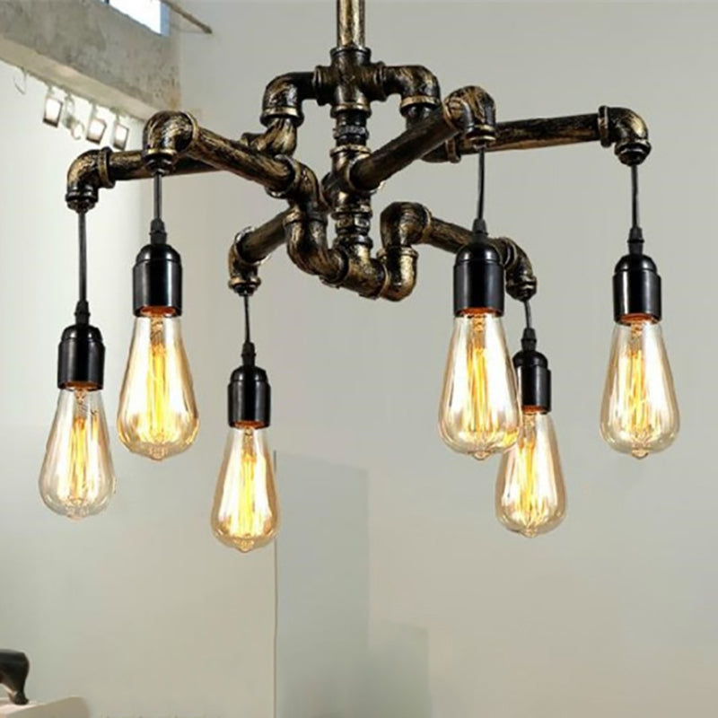 Bronze exponierte Glühbirnenleuchter Lampe Industrial Metall und Glas 4/6 Leichtes Wohnzimmer hängend Licht hängen