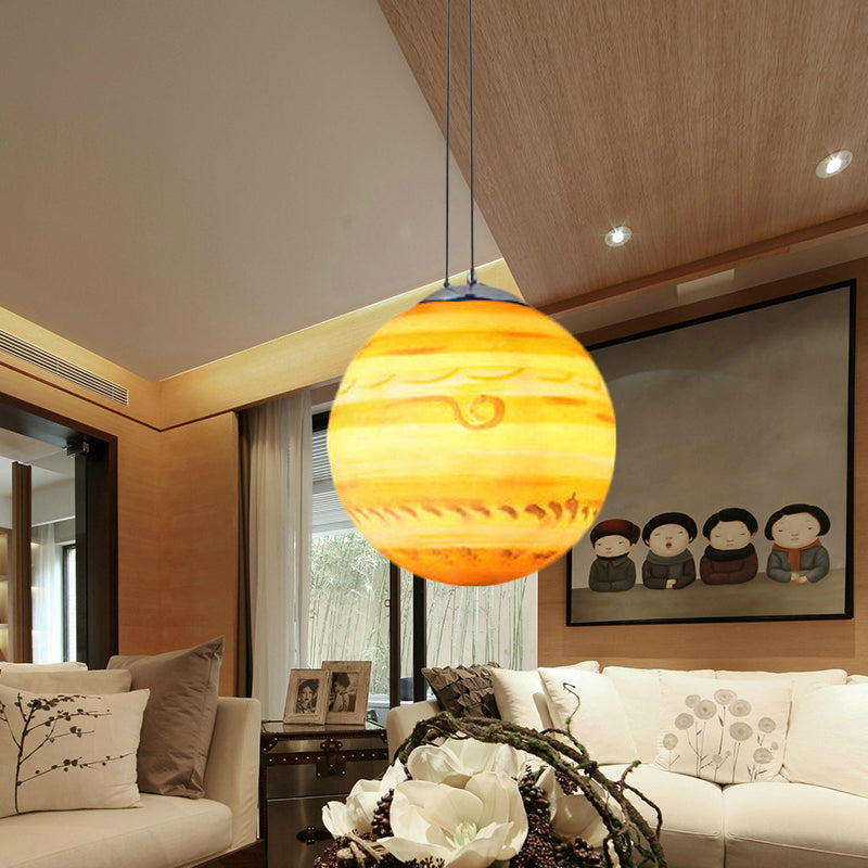 Pendant Lamp for Bedroom, Modern Globe Shade Ceiling Light Fixture in Chrome for Kids