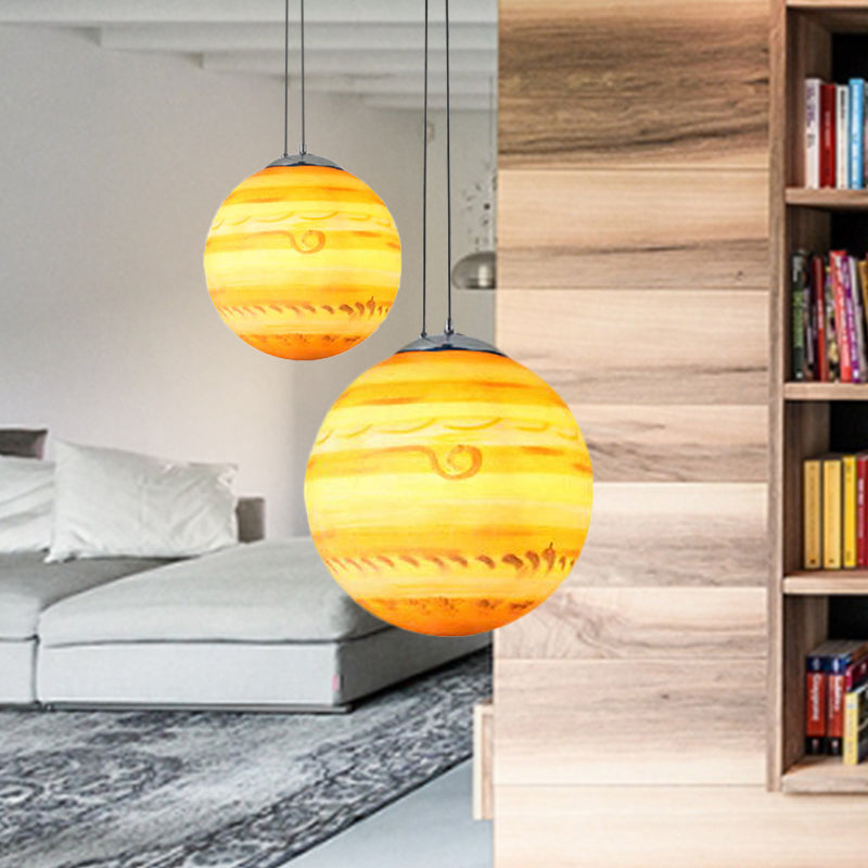 Pendant Lamp for Bedroom, Modern Globe Shade Ceiling Light Fixture in Chrome for Kids