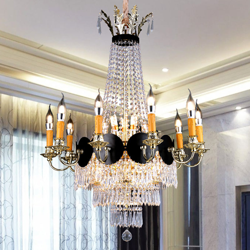 Candelabra Chandelier Light Contemporary Crystal 14 Lights Gold Hanging Light Fixture for Dining Room