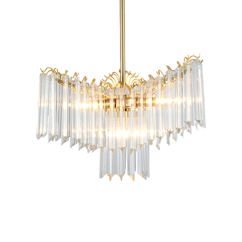 Flower Crystal Chandelier Lamp Modern 3 Heads Gold Suspension Light for Dining Room