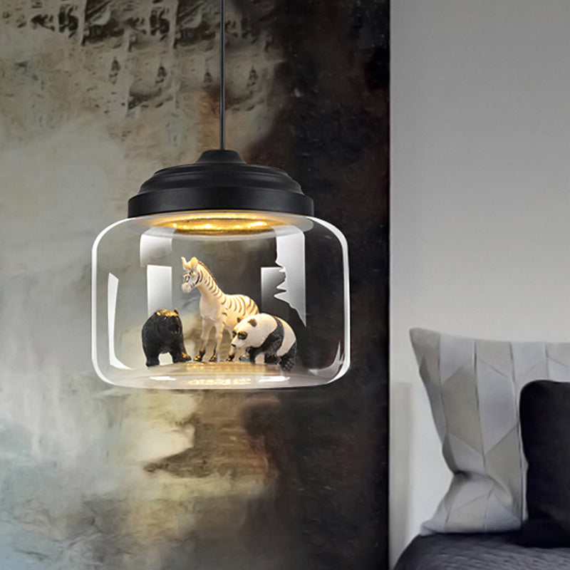 Lampe suspendue pour la chambre, éclairage pendentif en verre moderne réglable avec décoration des animaux (expéditions aléatoires d'animaux)