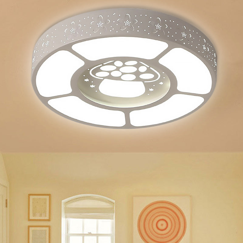 Metal Mushroom Flushmount Light Cartoon LED Ceiling Lamp in White for Kindergarten