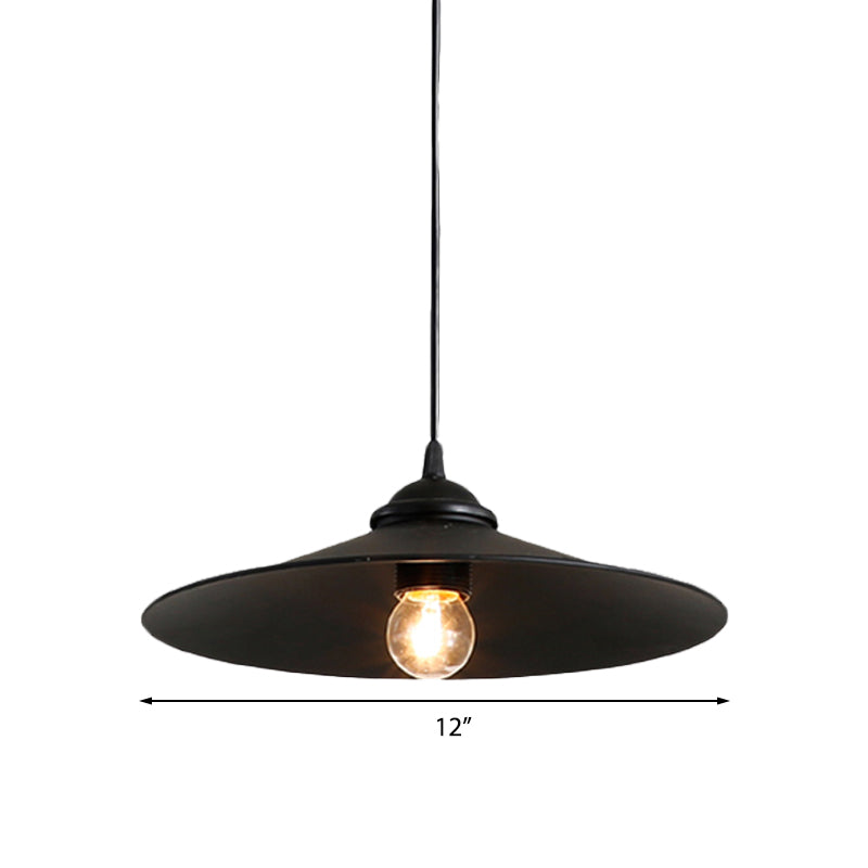 1 Head Flared Shade Ceiling Fixture Vintage Style Black Finish Metal Hanging Pendant Light for Bar