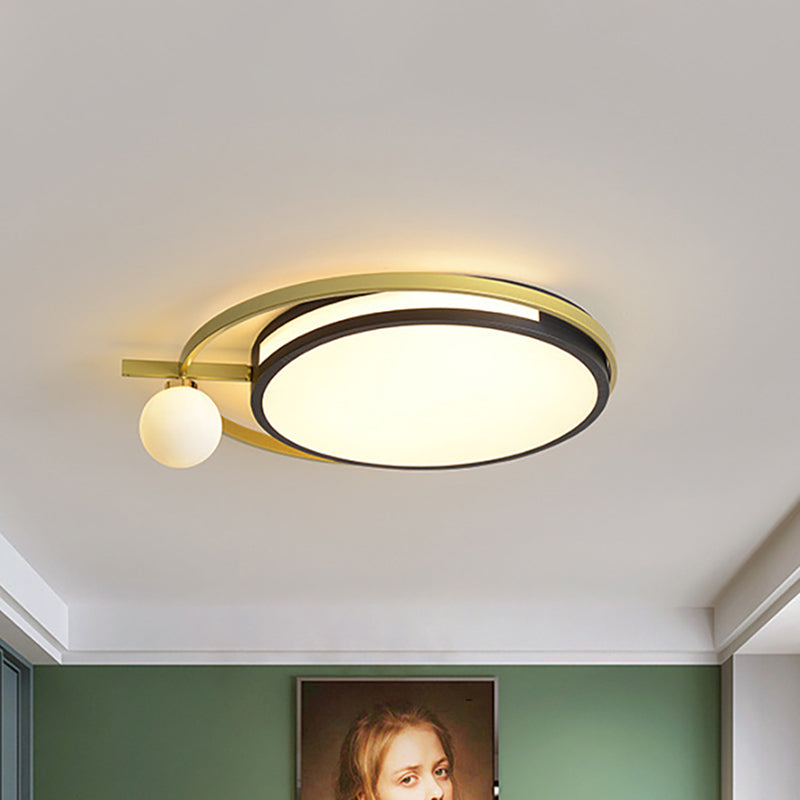 LED Ronde Flush Verlichting met Globe Shade Nordic Acryl Led Flushmount Licht in Zwart/Grijs