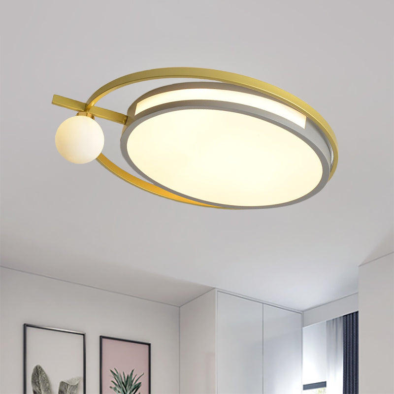 Illuminazione rotonda a LED con Globe Shade Nordic Acrilico Led Flushmount Light in Nero/Grigio