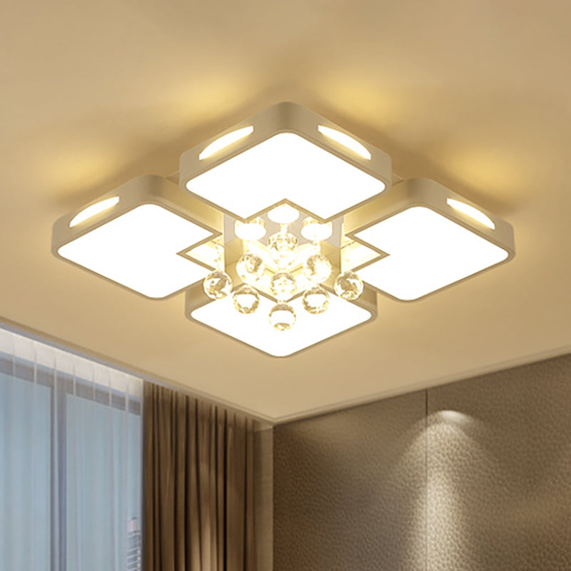 16"/19.5"/23.5" W White Square Ceiling Flushmount Contemporary Led Flush Ceiling Light in Warm/White Light