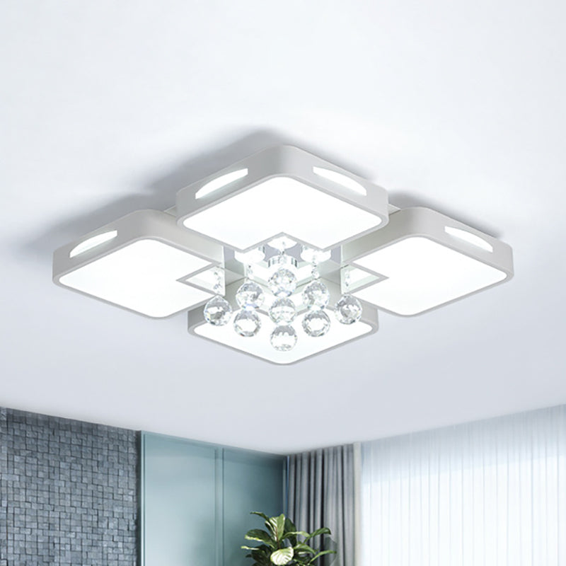 16"/19.5"/23.5" W White Square Ceiling Flushmount Contemporary Led Flush Ceiling Light in Warm/White Light