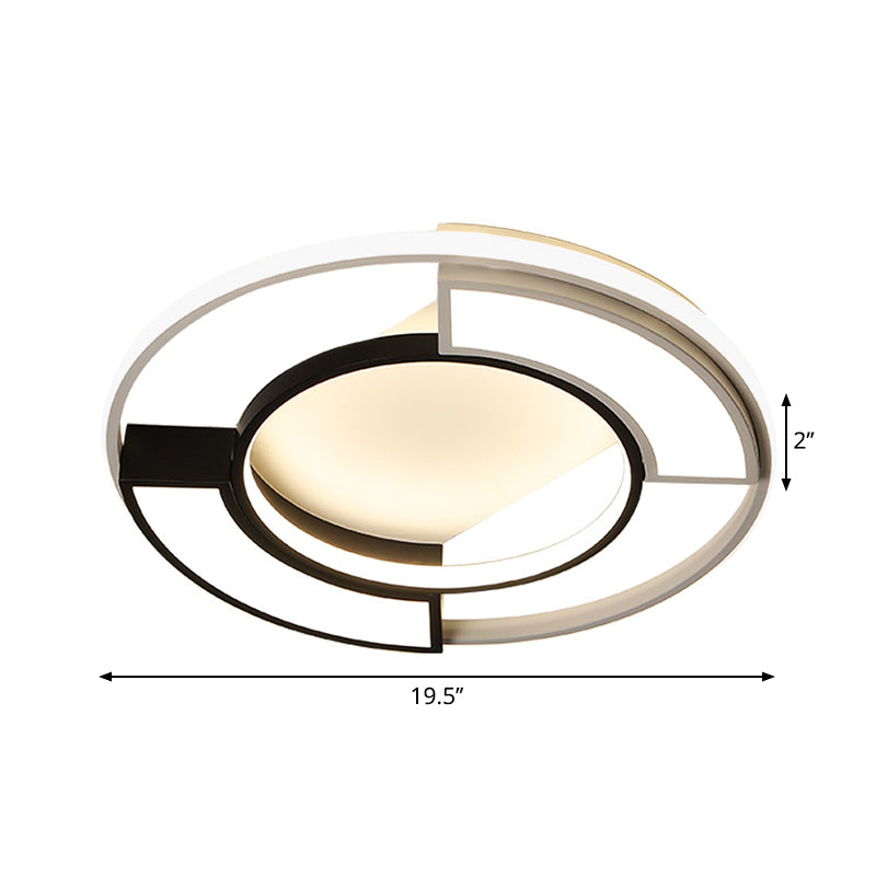 Modernismo Ring Flushmount Light con Frosted Diffuser Metallic Black e White Led Flush Massimale Light in Warm / White, 16 "/19.5" W