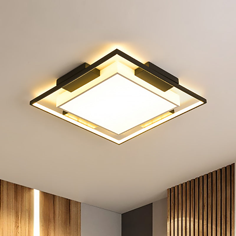 Contemporary Square/Rettangolo Flushmount Acrilico Shade Led Illuminazione a Flush in bianco e nero, 18 "/23.5 "/35.5" Wide