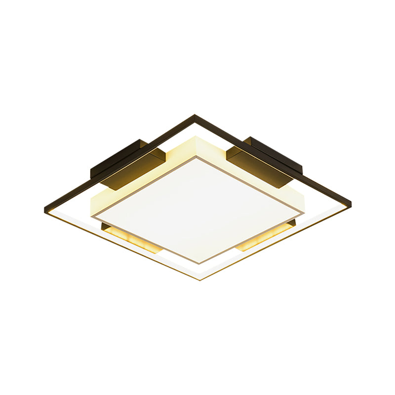 Contemporary Square/Rettangolo Flushmount Acrilico Shade Led Illuminazione a Flush in bianco e nero, 18 "/23.5 "/35.5" Wide