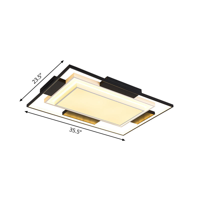 Zeitgenössischer quadratischer/rechteckiger Unterputz-Acrylschirm mit LED-Unterputzbeleuchtung in Schwarz und Weiß, 18"/23,5"/35,5" breit