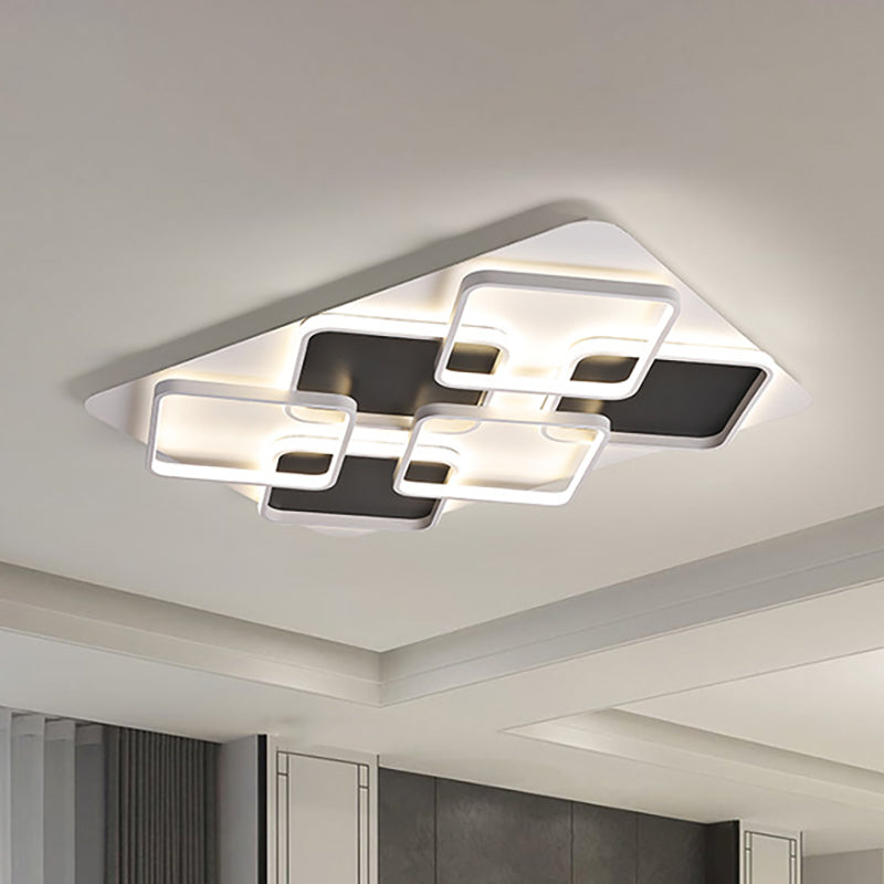 Led Multi Square Flush Luce Calda/Bianca Contemporanea Metallo Flushmount Luce in Bianco e Nero, 18 "/24.5 "/34.5" W