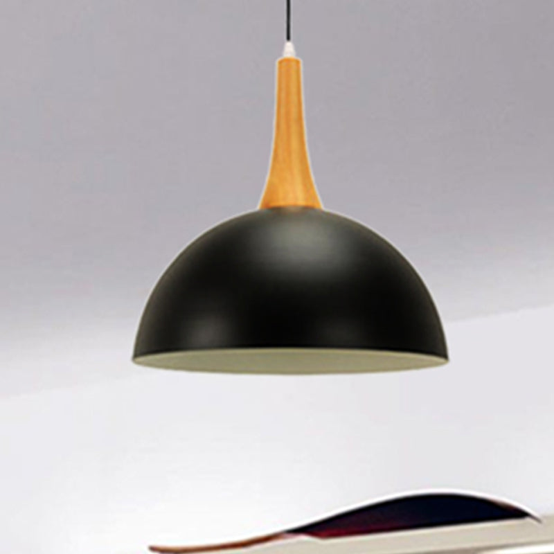 1 Light Dome Hanging Light Black/White Modern Stylish Metal Hanging Lamp for Meeting Room Market