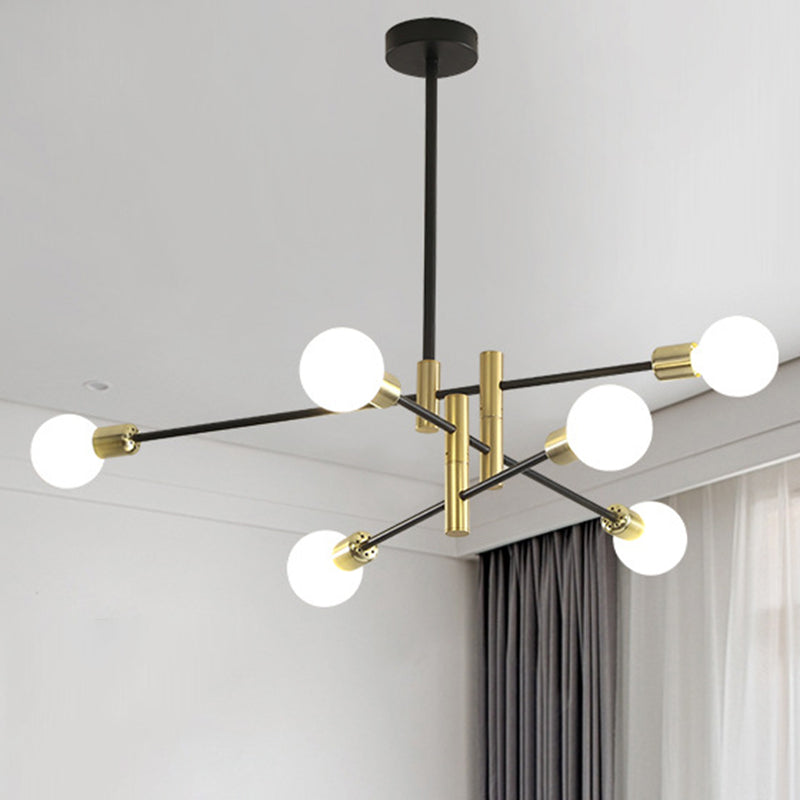 Stacked Adult Bedroom Chandelier Metallic Simple Style Pendant Light in Gold & Black