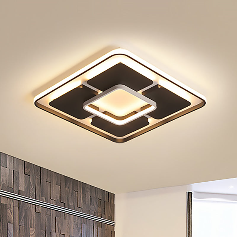 Vierkante/rechthoek Flush Verlichting Nordic Style Led Flush Mount Plafond Licht in Zwart en Wit, 18"/23.5"/35.5" W