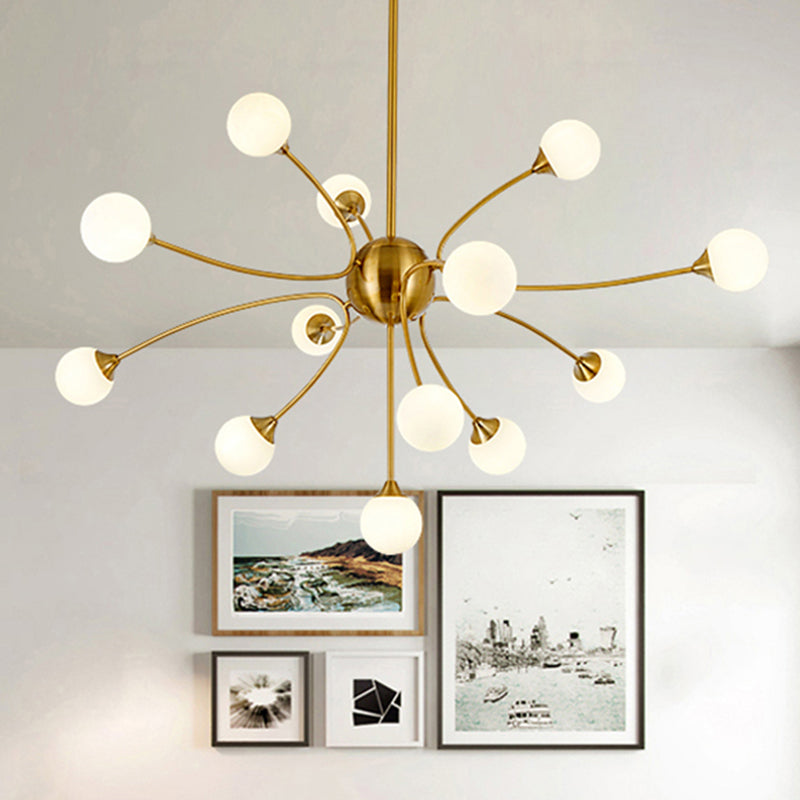 Elegant Style Ball Shade Chandelier Metal Multi-Head Gold Pendant Light for Dining Table Hotel