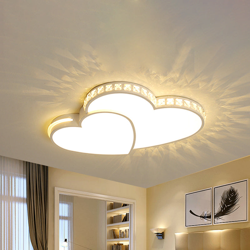 20.5 "/24.5" W Heart Shaped Ceiling Flush Mount Minimal Crystal LED White Flush Light Fixture in Warm / White Light