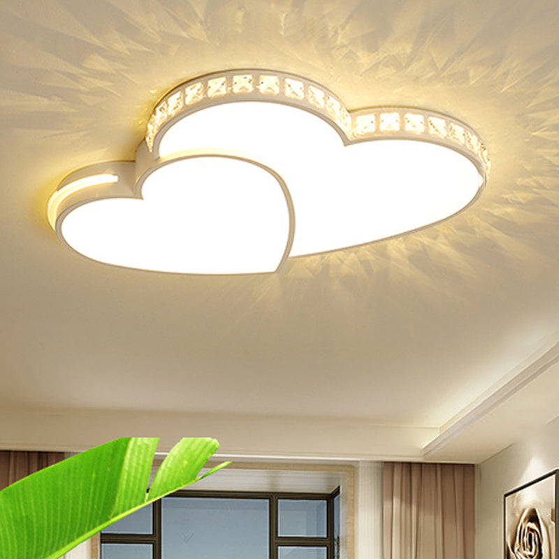 20.5"/24.5" W Heart Shaped Ceiling Flush Mount Minimal Crystal LED White Flush Light Fixture in Warm/White Light