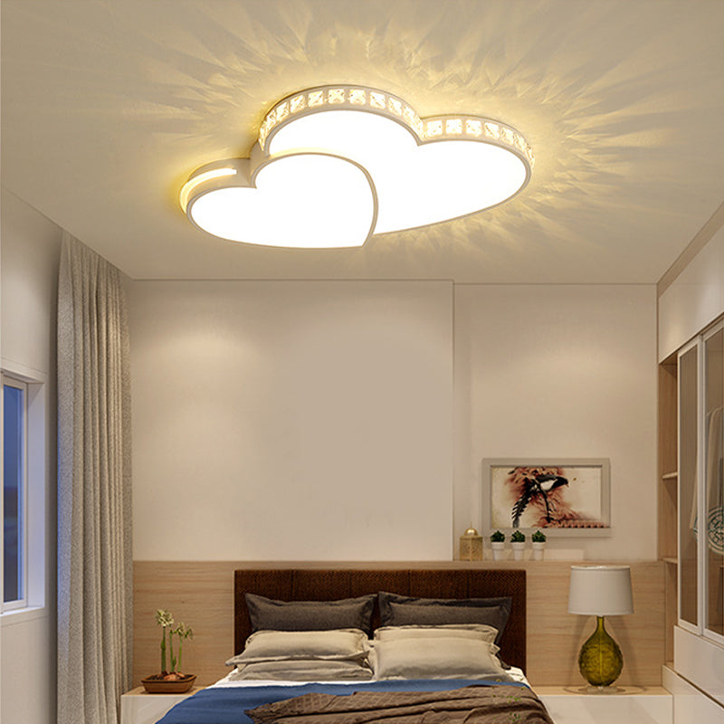 20.5 "/24.5" W Heart Shaped Ceiling Flush Mount Minimal Crystal LED White Flush Light Fixture in Warm / White Light