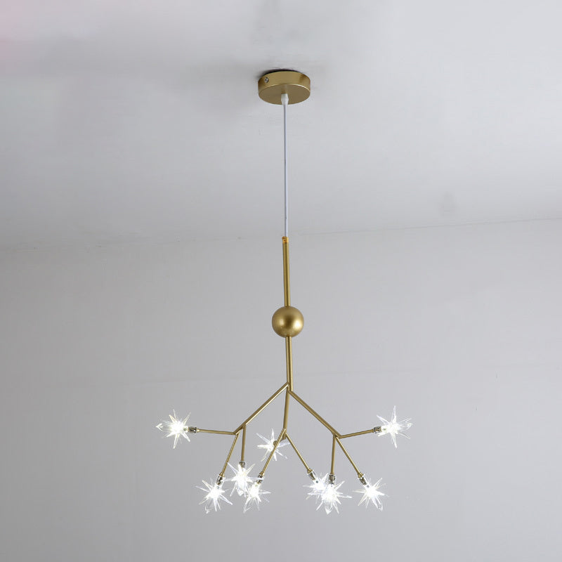 Modern Starry Pendant Light Fixture Iron 9/27/36-Light Dining Room Chandelier in Gold