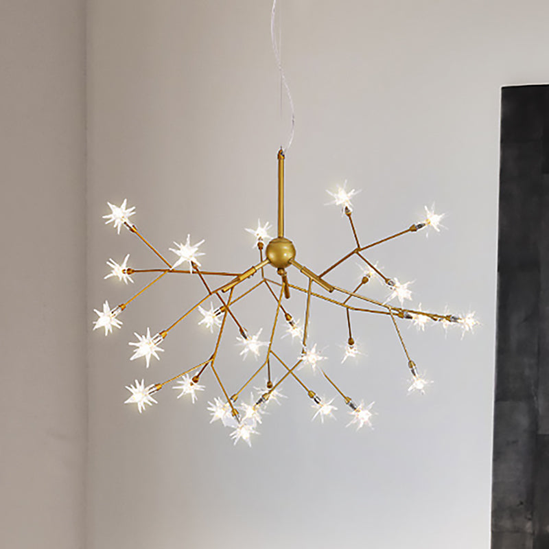 Modern Starry Pendant Light Fixture Iron 9/27/36-Light Dining Room Chandelier in Gold