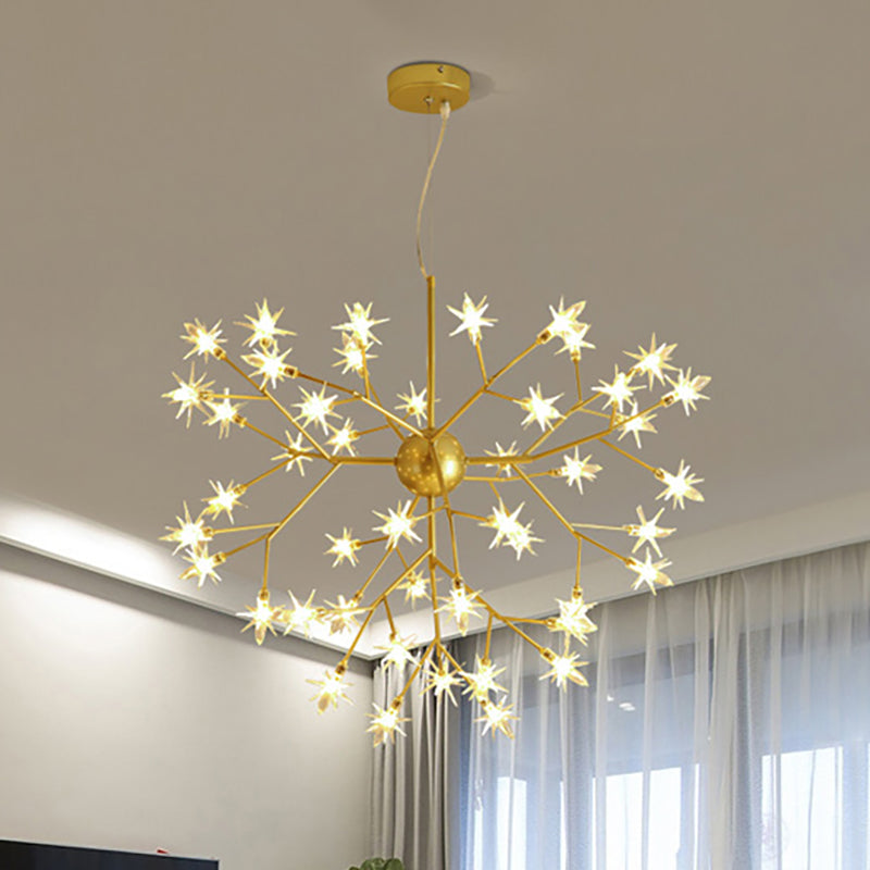 Modern Starry Pendant Light Fixture Iron 9/27/36-Light Dining Room Chandelier in Gold